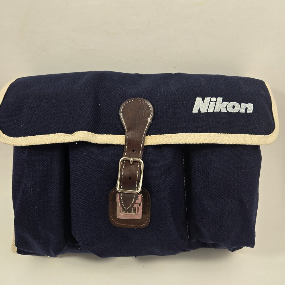 Vintage Nikon Made in Japan Blue Canvas Camera Accessory Bag New Unused